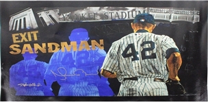 Mariano Rivera Signed "Exit Sandman" Stephen Holland 28x46 Artwork Also Signed By Holland (Steiner)